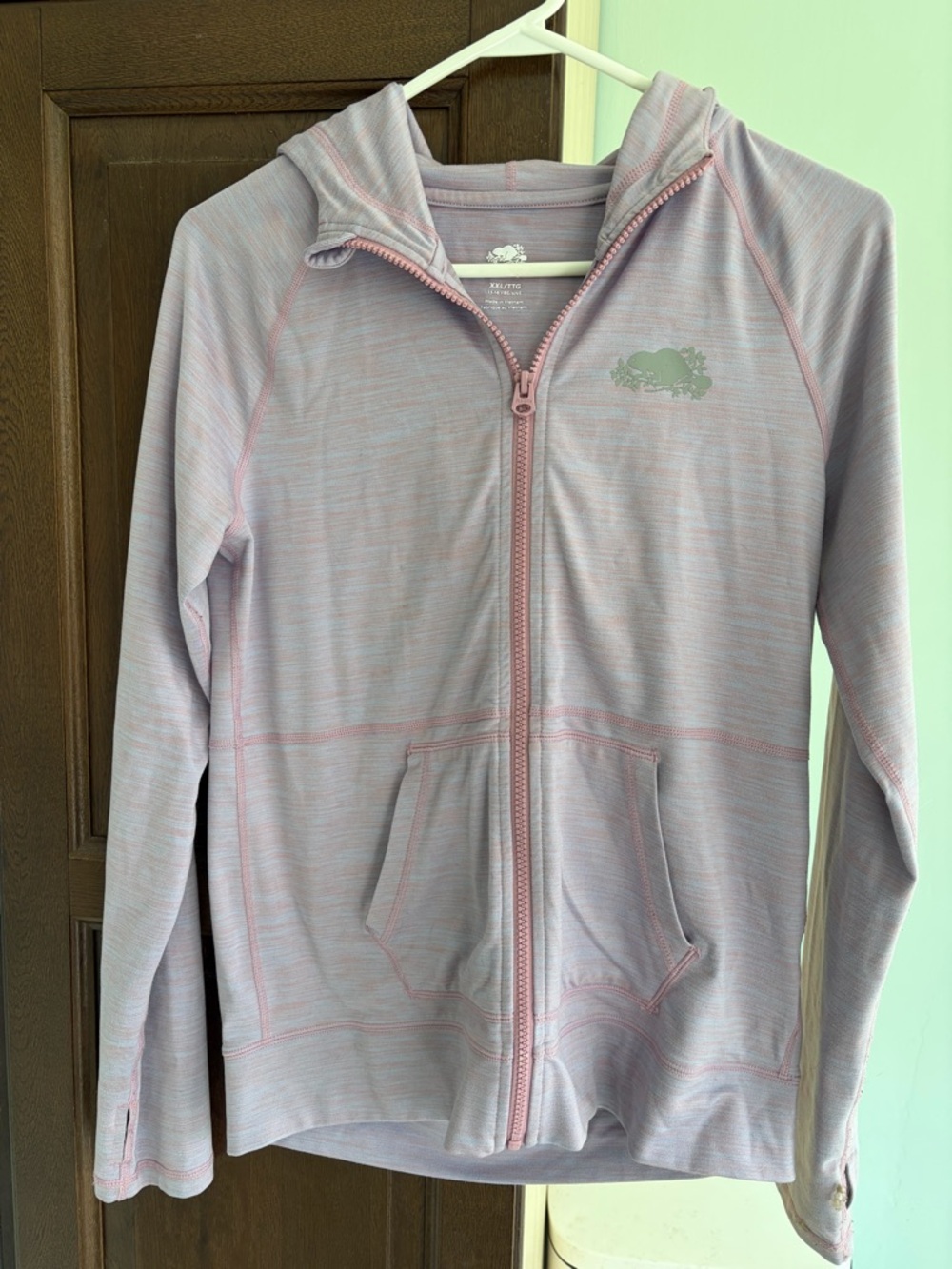 Roots Girls Light Pink Heather Zip-Up Hoodie Jacket